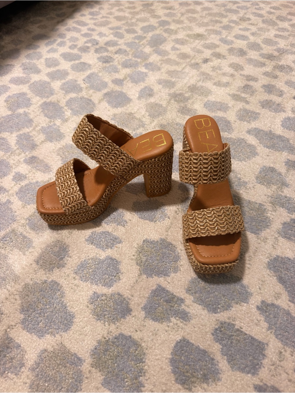 Beach by Matisse Tan Woven High Block-Heel Sandals
